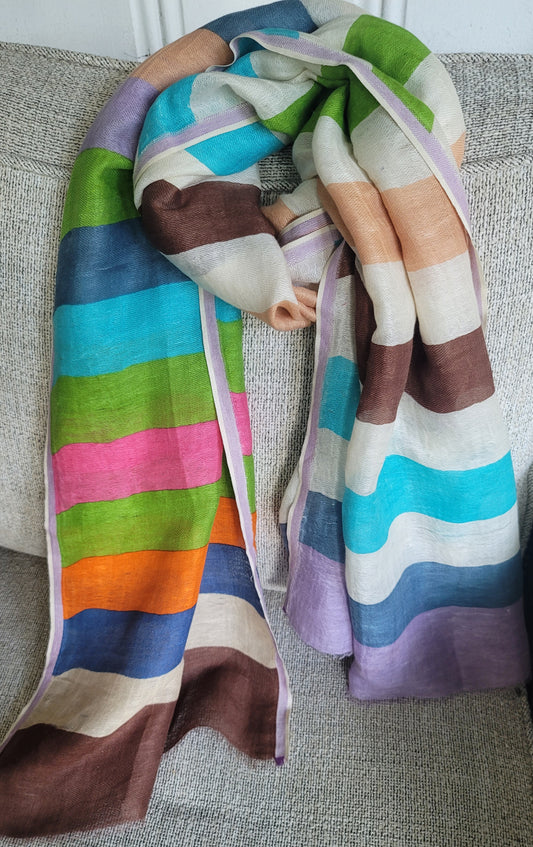 Pure Linen Multi Color Shawl