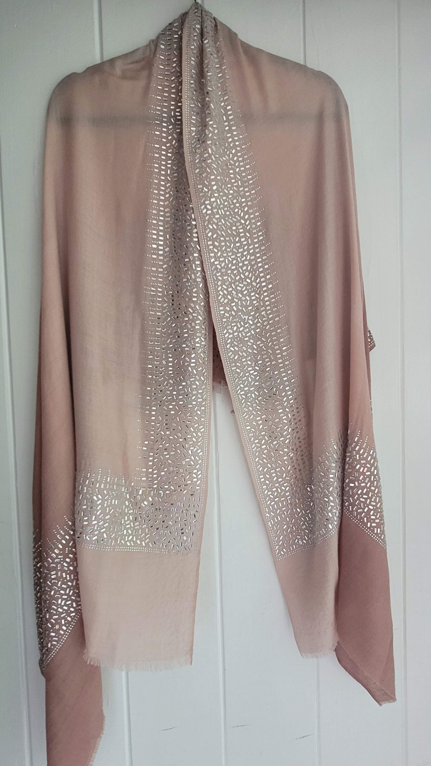 Blush Shawl With Mirror Work Detail