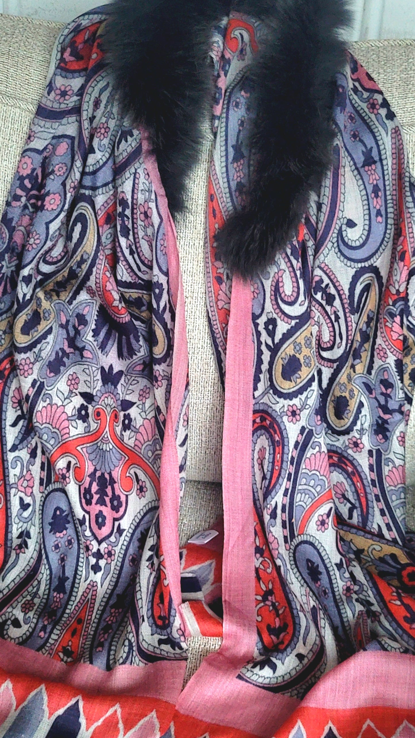 Pink Paisley (fur collar)